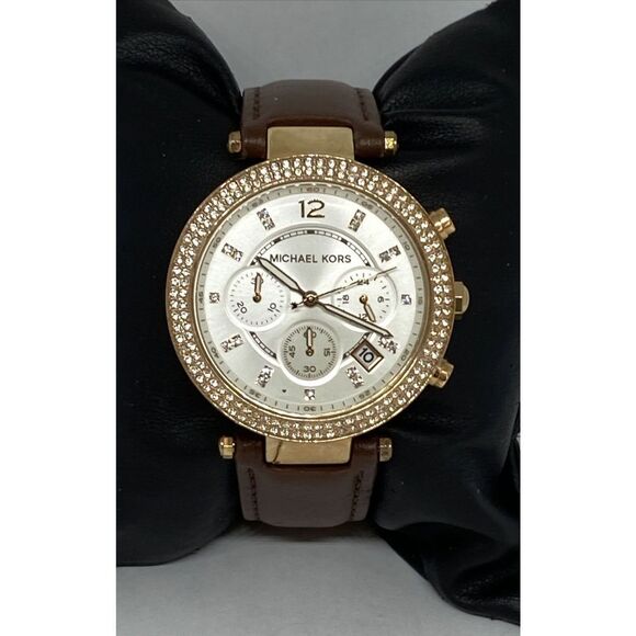 Michael Kors MK5774 Women's Brown Leather Analog White Dial Quartz Watch XX476 - Picture 1 of 12